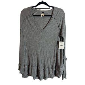 We The Free by Free People Oversized Layered Look Basic T-ShirtWomen S Gray NWT